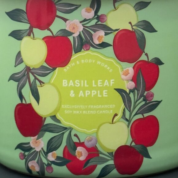 BBW Basil Leaf & Apple Bath & Body Works 3 Wick Candle - Picture 3 of 10